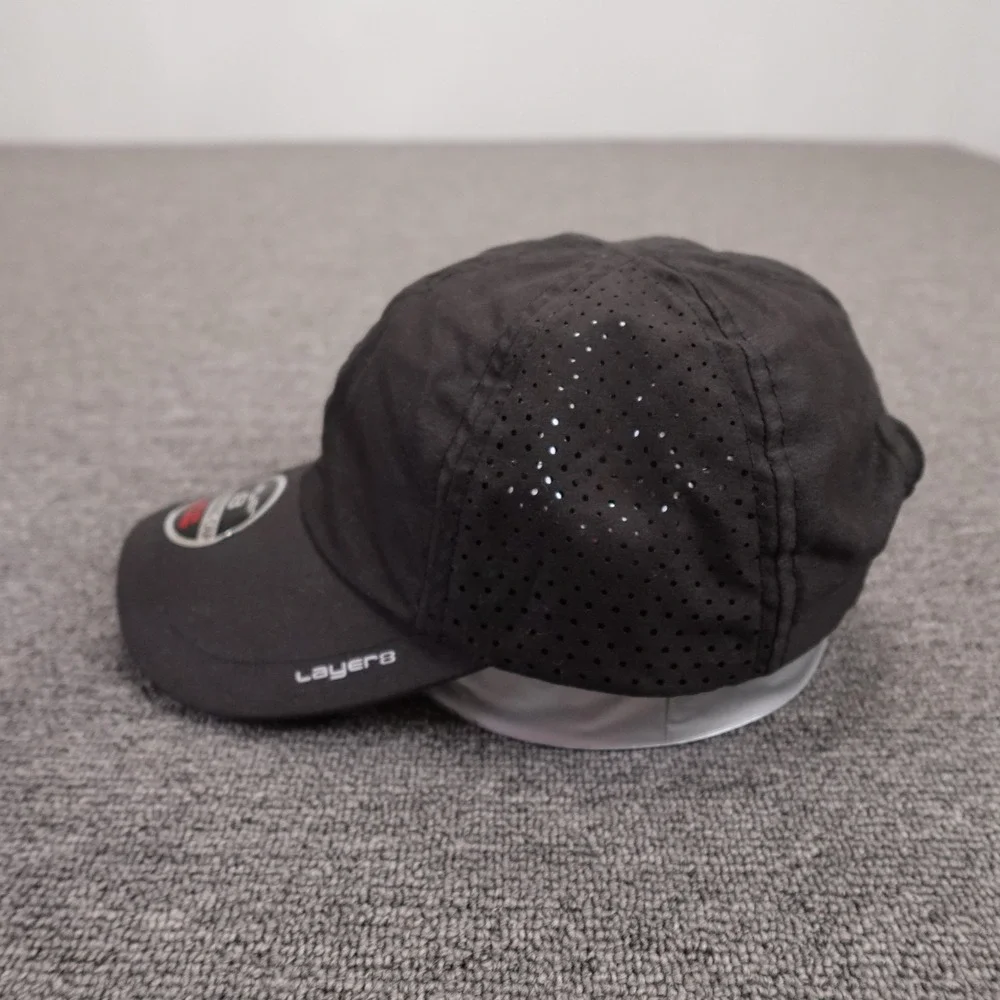 Layer 8 Hat Cap Strap Back Mens One Size Black Running Lightweight Polyester